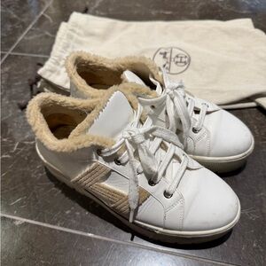 HERMES DARE CALFSKIN/WOOL SKIN SNEAKER